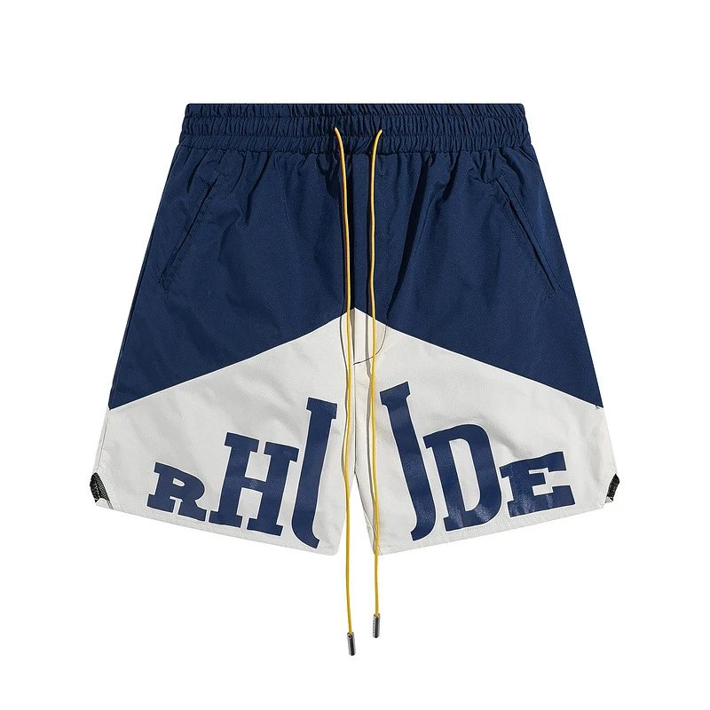Rhude Logo Colorblock Shorts Navy White