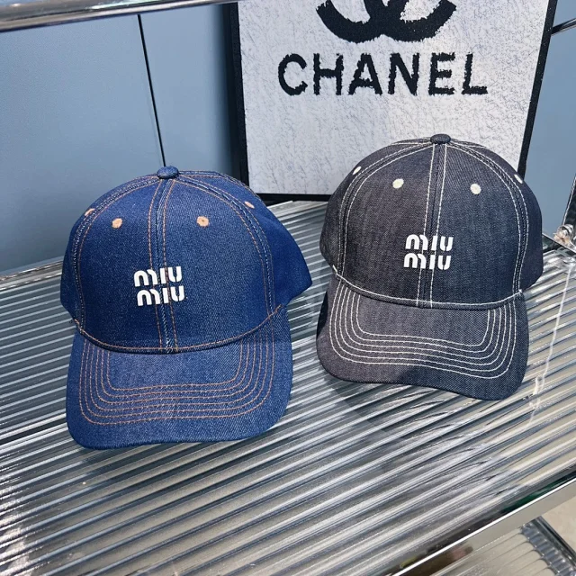 Miu Hats Denim Logo Baseball Cap product detail image 2