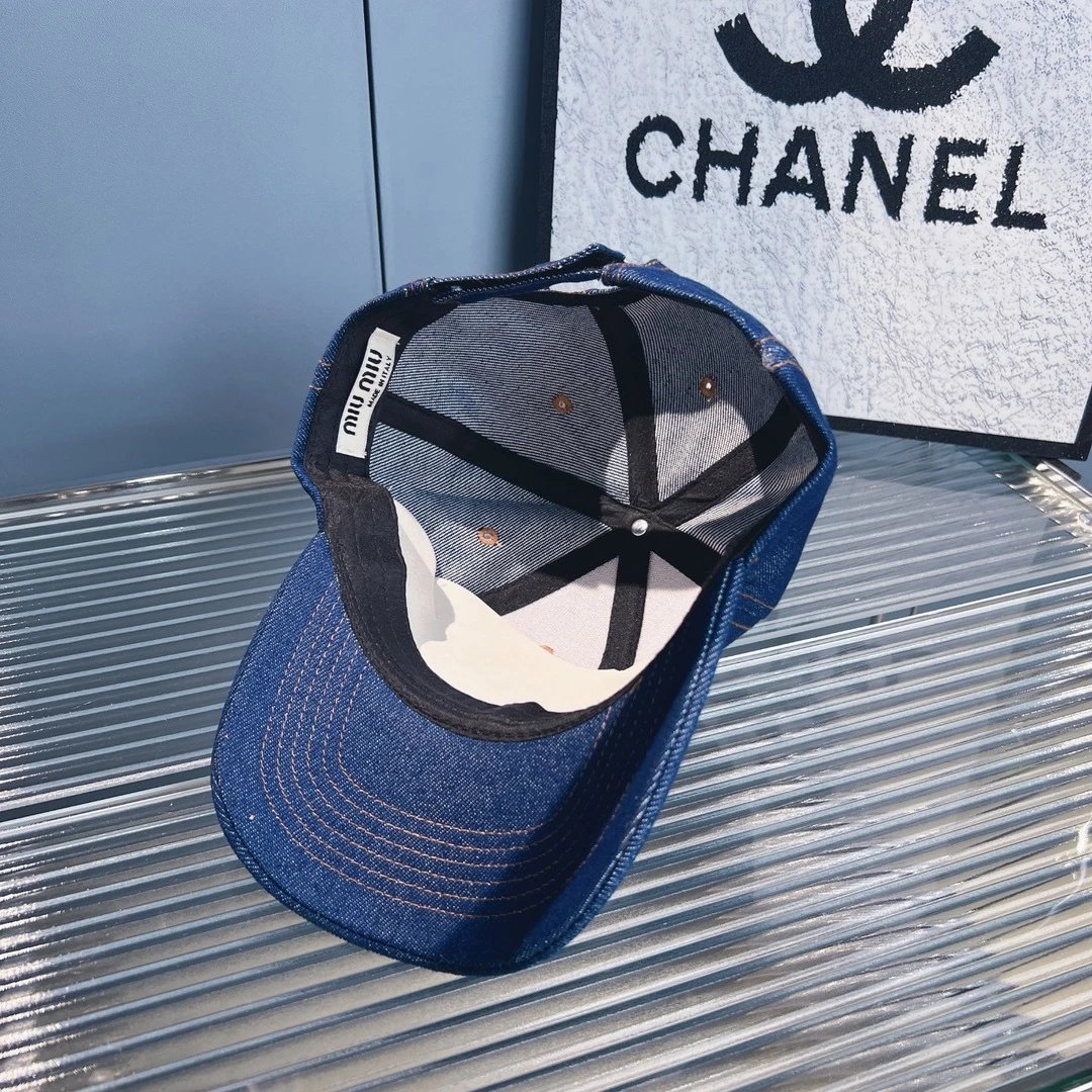 Miu Miu Denim Baseball Cap Navy Hats - 9