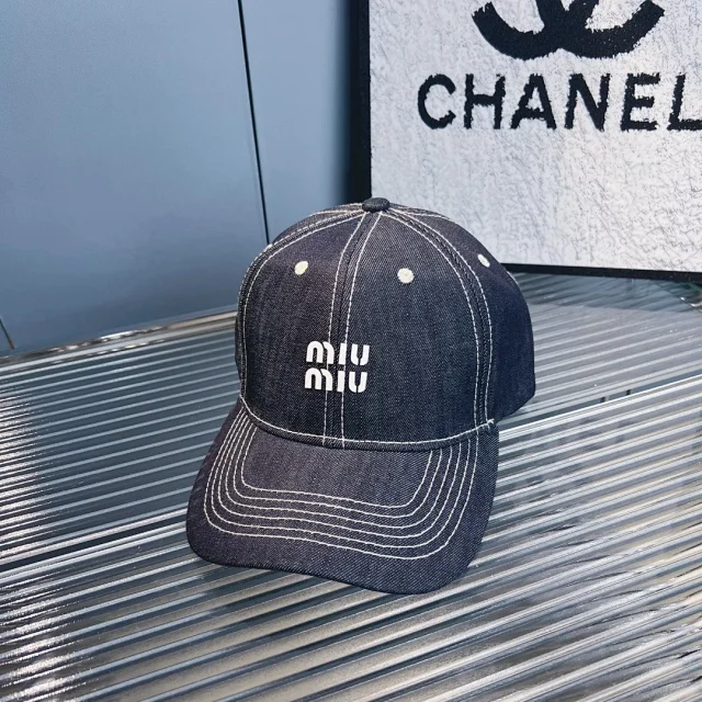 Miu Hats Denim Logo Baseball Cap product detail image 4
