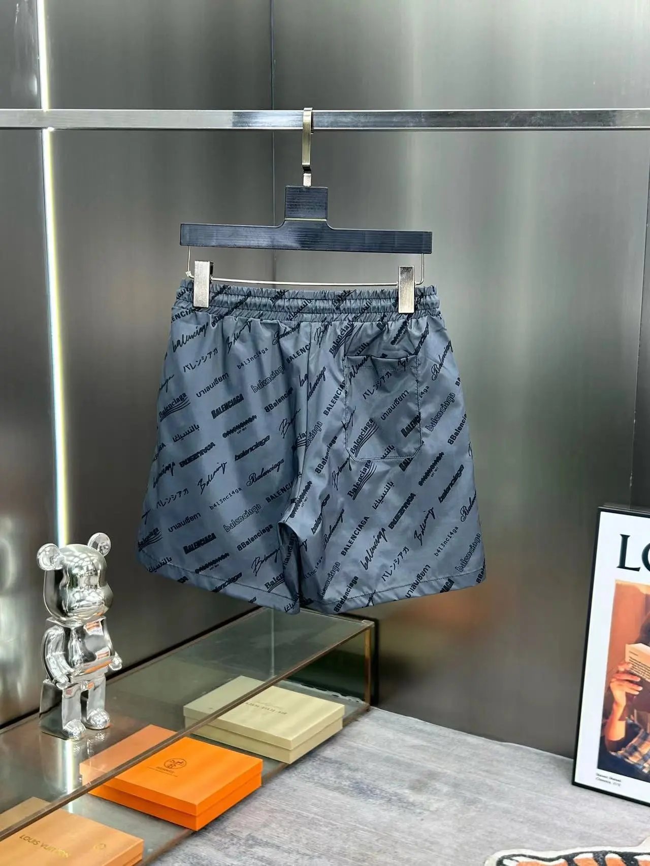 Balenciaga All-Over Logo Print Shorts Black - 23