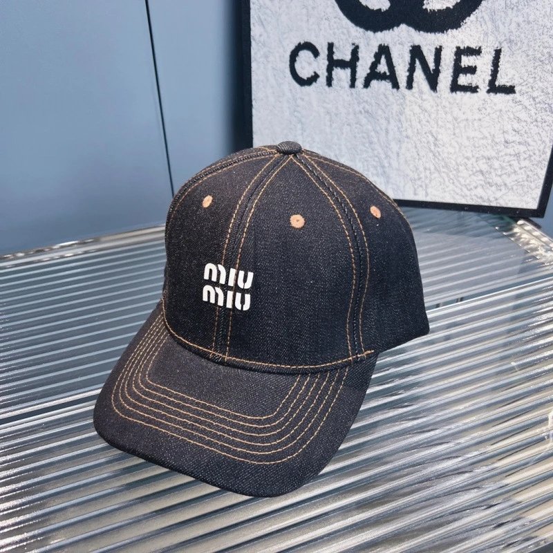 Miu Hats Denim Logo Baseball Cap image 4