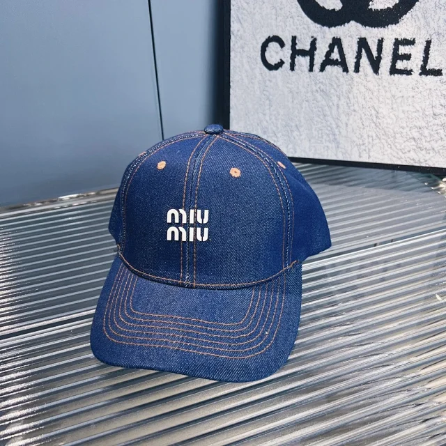 Miu Hats Denim Logo Baseball Cap product detail image 7