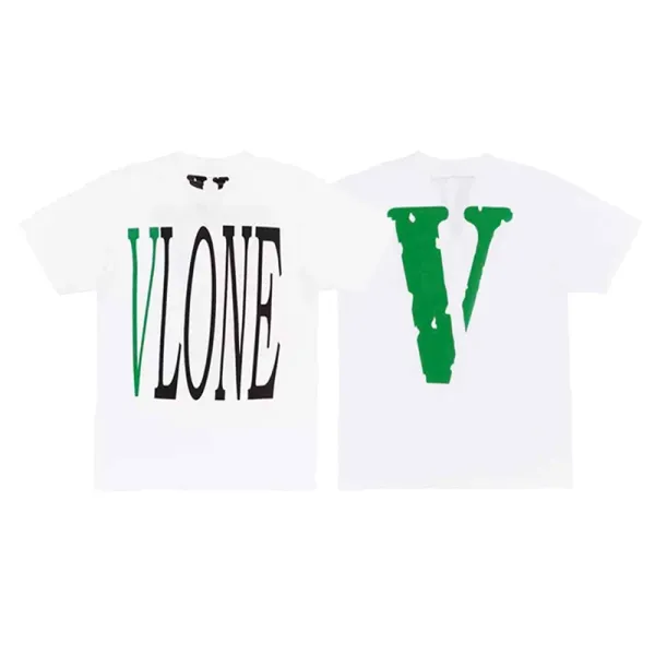 Vlone V Logo Distressed Print White T-Shirt - 1