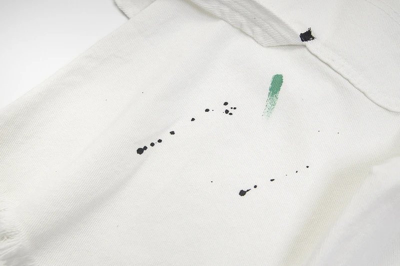 Off-White Paint Splatter Denim Shorts White - 15