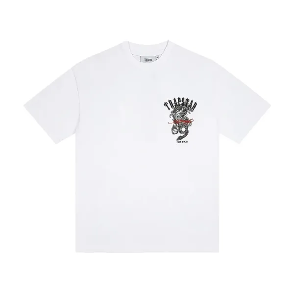 Trapstar Dragon Embroidered White T-Shirt - 1