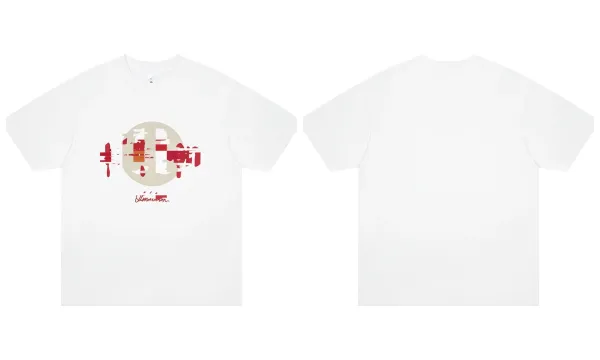 Design Glitch Circle Graphic White T-Shirt - 1