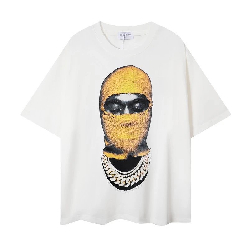 Ih Nom Uh Nit Yellow Ski Mask Chain Portrait Tee White