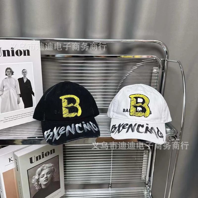 Balenciaga B Logo Embroidered Black Baseball Cap - 5