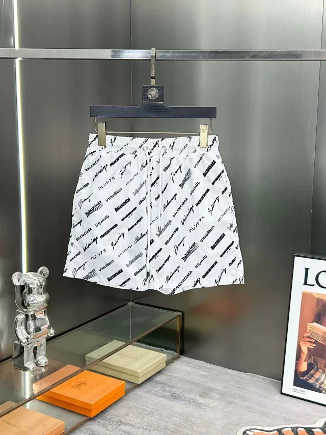 Balenciaga Shorts All-Over Logo Print Drawstring product detail image 3