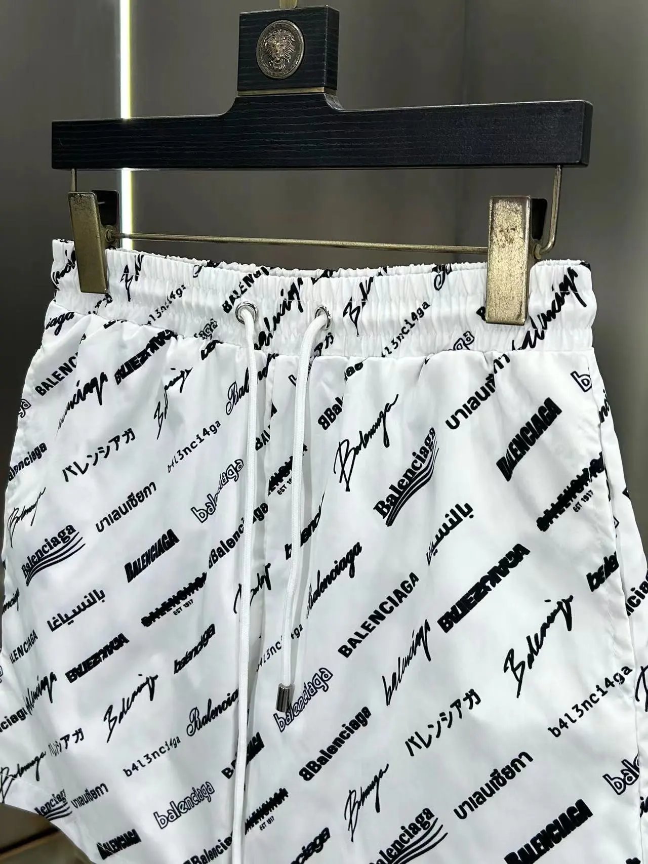 Balenciaga All-Over Logo Print Shorts Black - 7