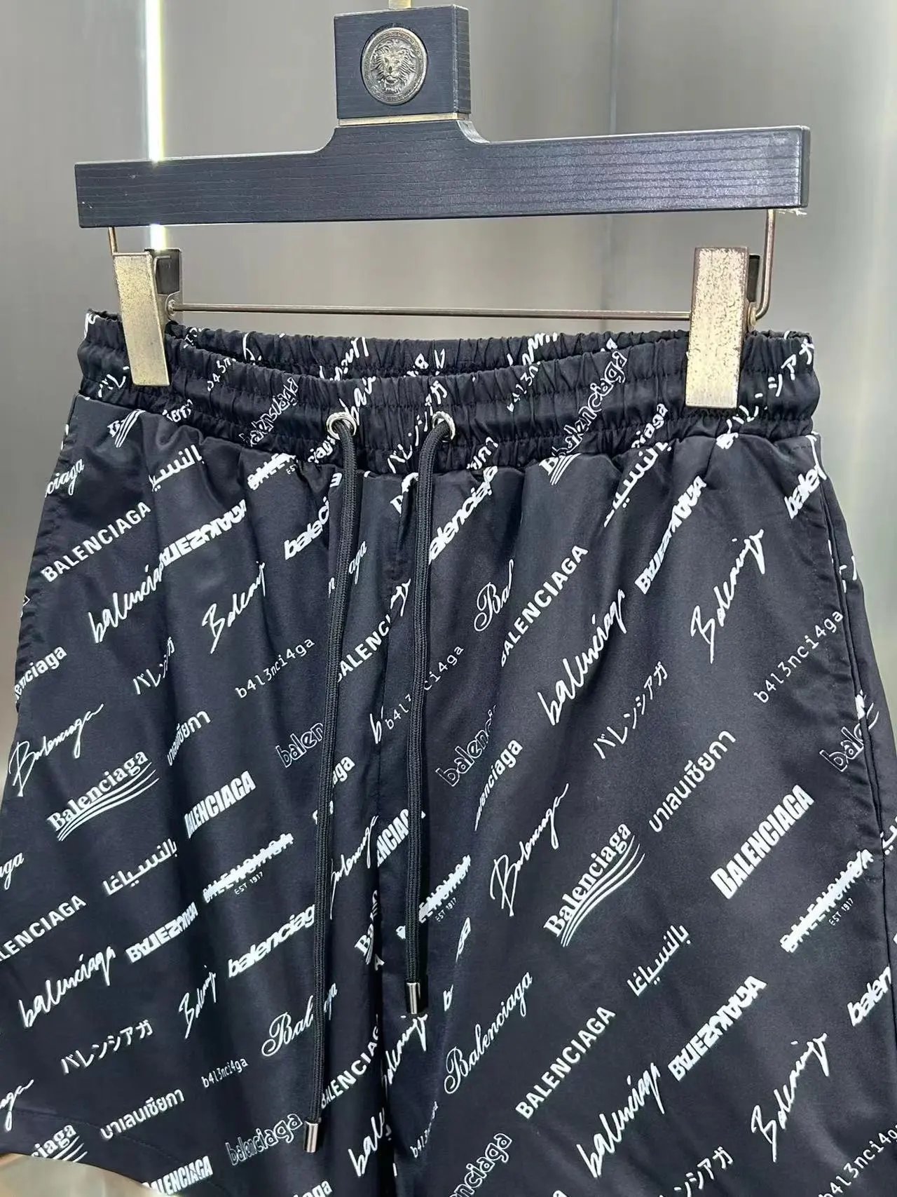 Balenciaga All-Over Logo Print Shorts Black - 15