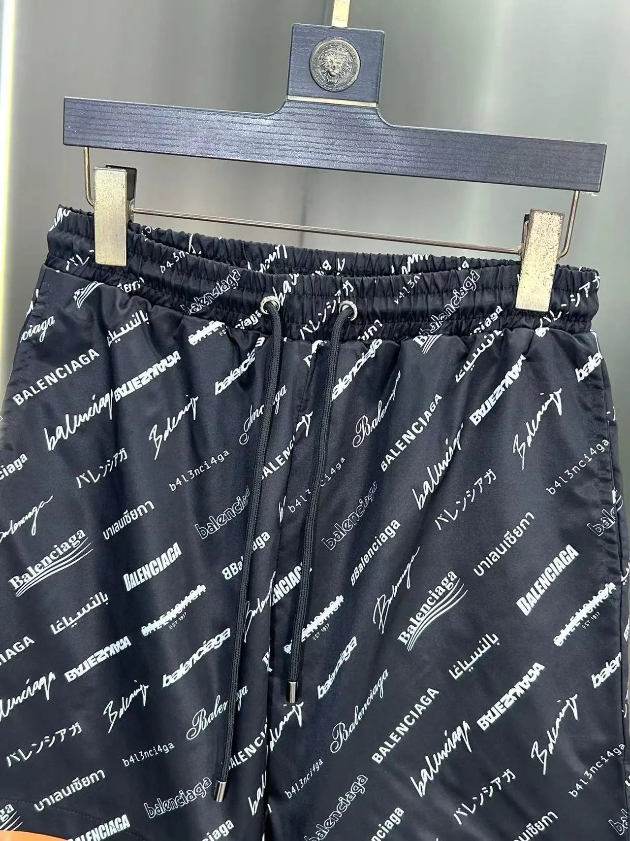Balenciaga All-Over Logo Print Shorts Black - 17