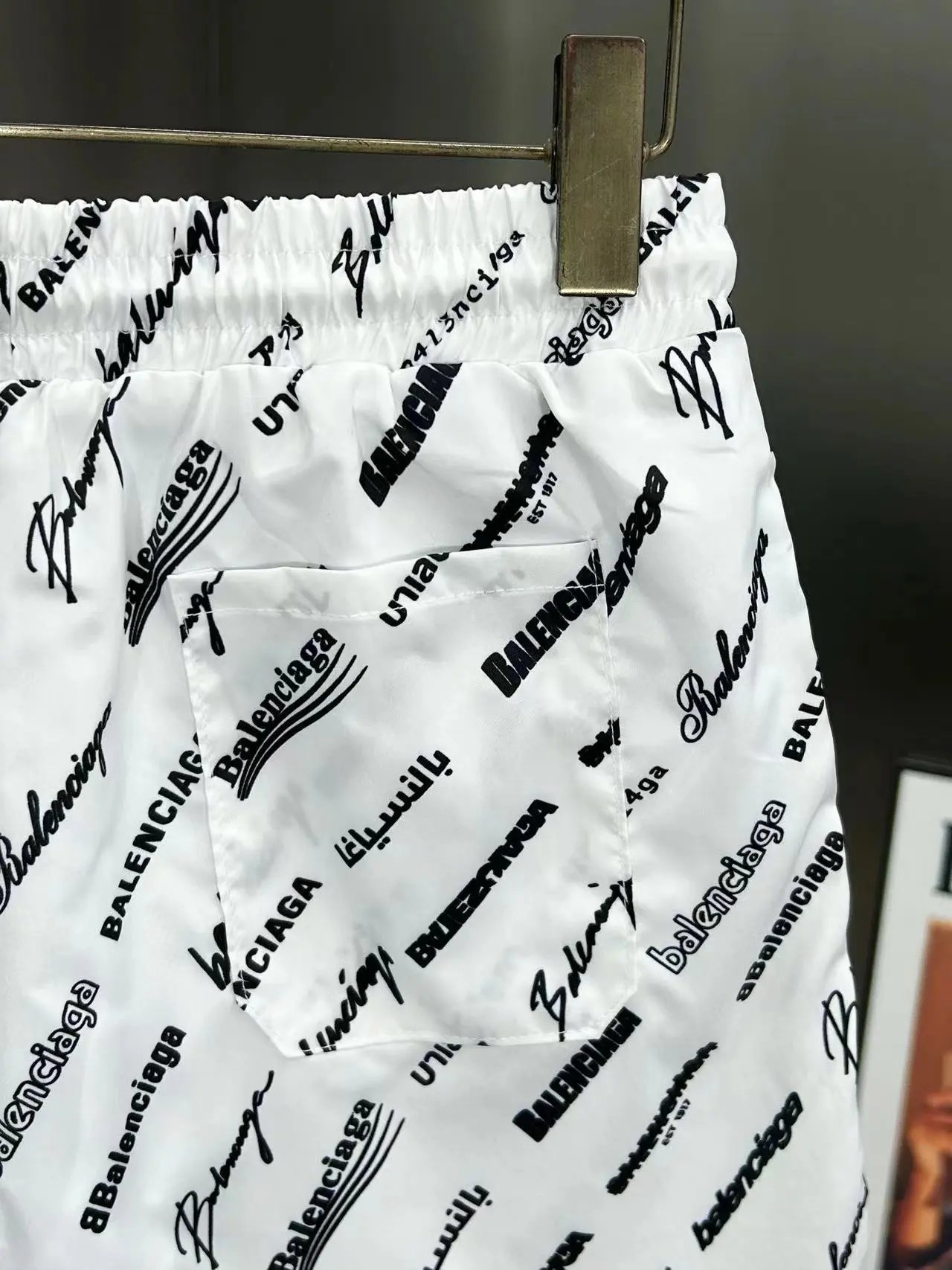 Balenciaga All-Over Logo Print Shorts Black - 6