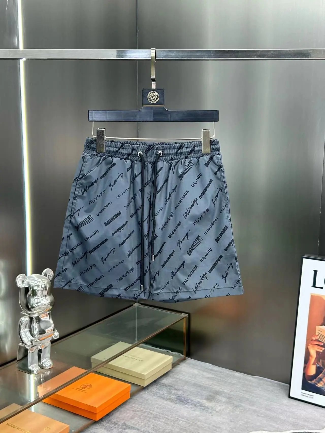 Balenciaga All-Over Logo Print Shorts Black - 22