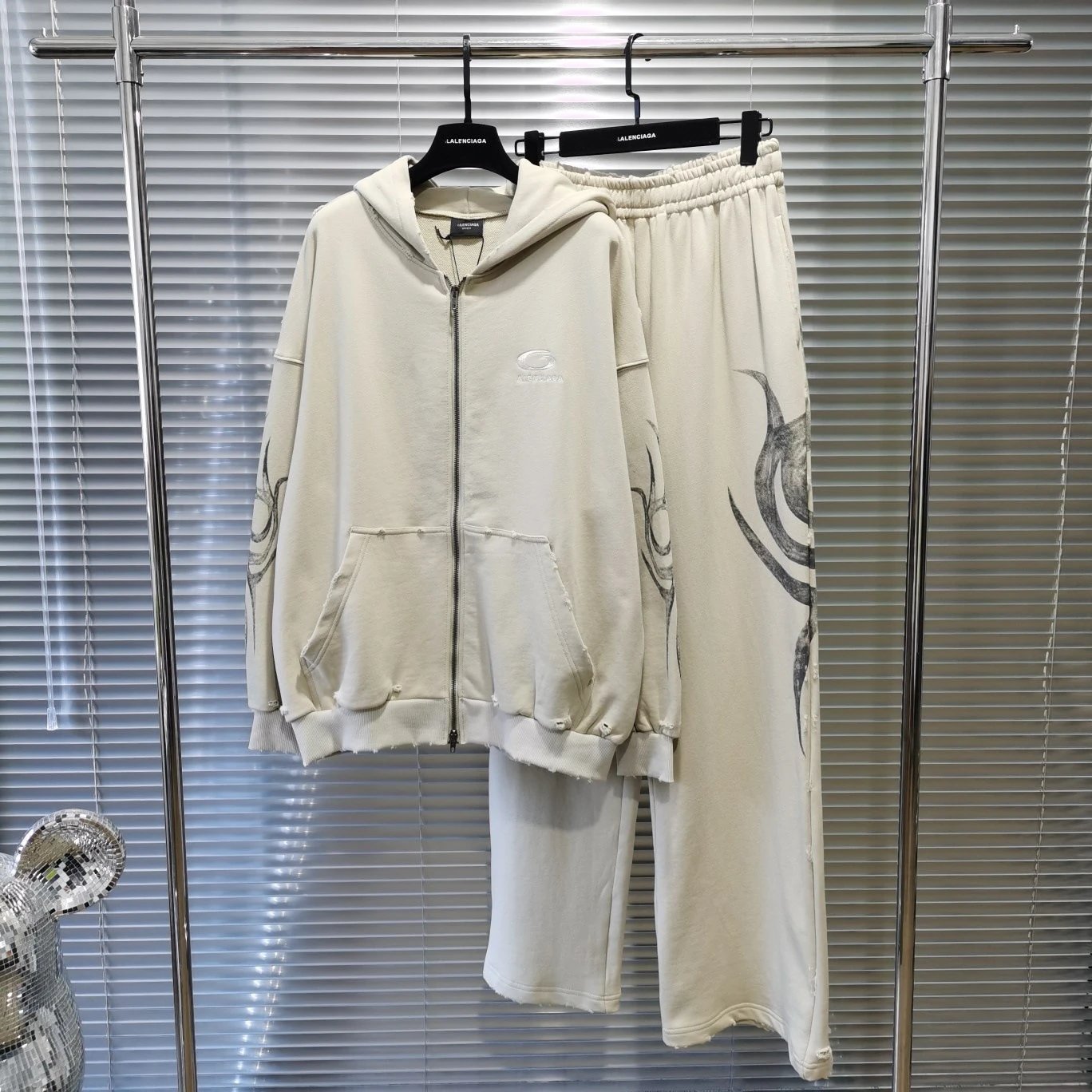 Balenciaga Beige Hoodie and Pants Set