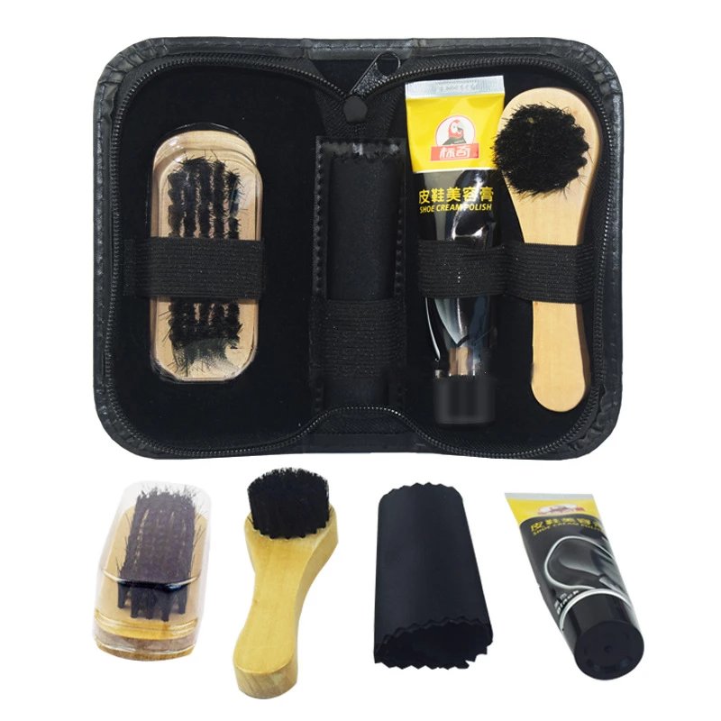 Shoe Care Kit with Brush, Polish, and Cloth - 134509