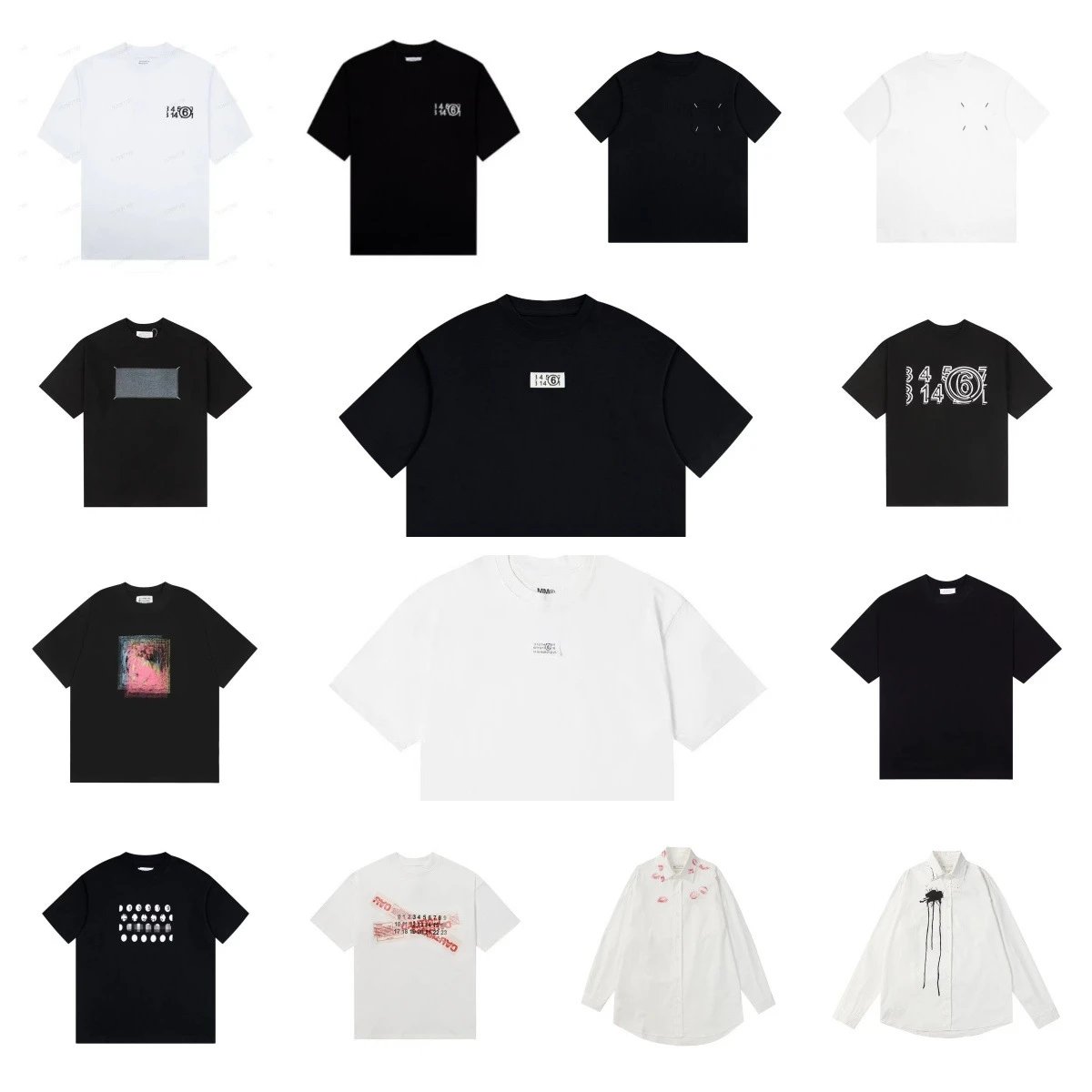25SS Authentic Version Cross-border Maison Margiela x MM6 Digital Print Cotton High-Quality Men's T-Shirt Women's Short Sleeve Streetwear Casual Wholesale