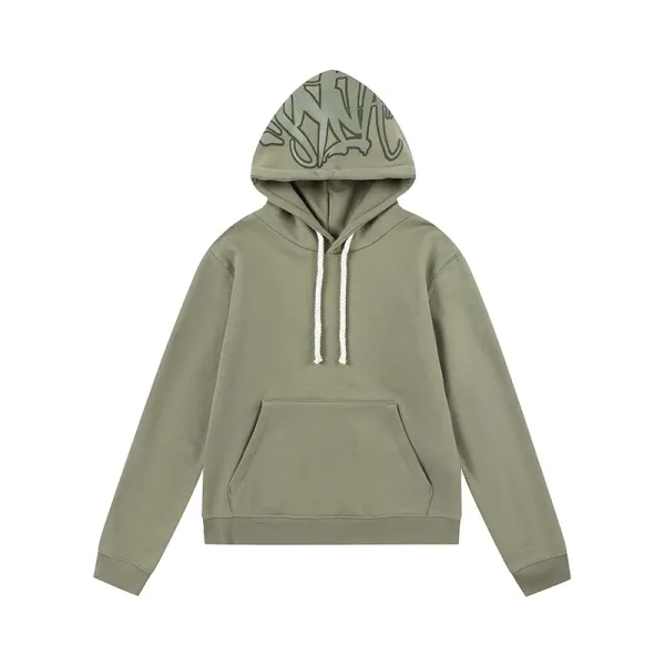 Off-White Hoodie with Graffiti Print Olive Green Hoodie - 1