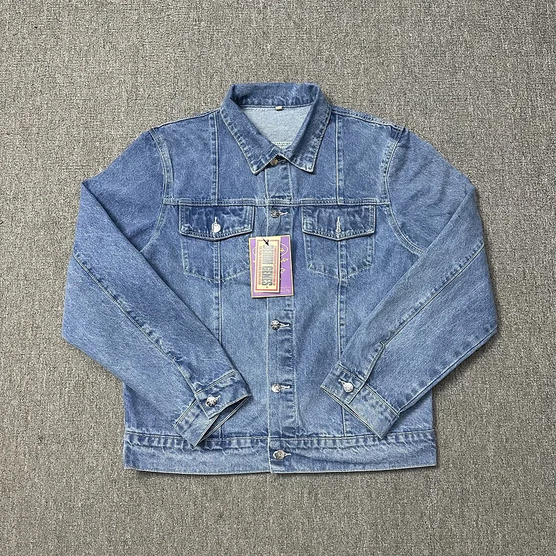 Corteiz Alcatraz Denim Suit High Street Western Denim Jacket Coat Loose Jeans Trendy Brand-XW-1