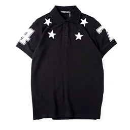 thumbnail for Embroidered five-pointed star men's and women's cotton polo shirts