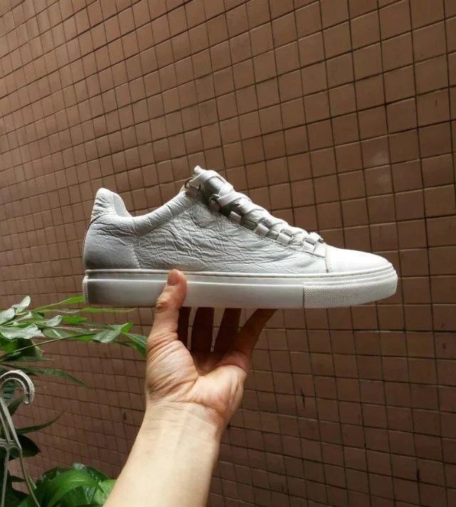 Balenciaga Triple S White Crinkled Leather Sneakers Chunky Sneakers