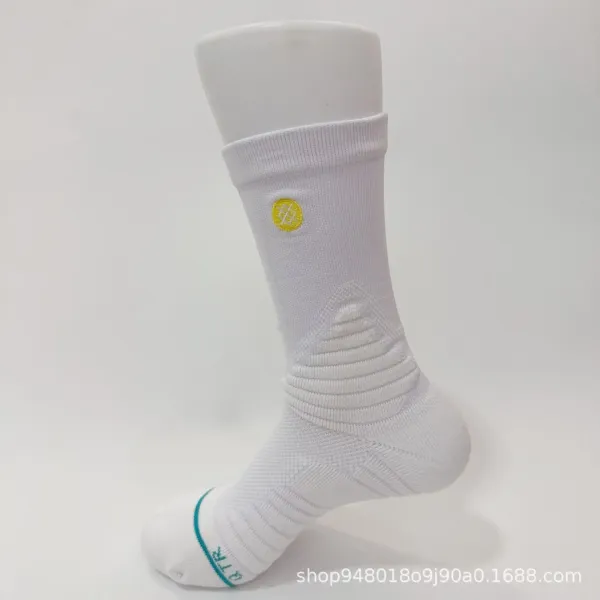 Design Performance Crew Sock White with Yellow Logo - 1