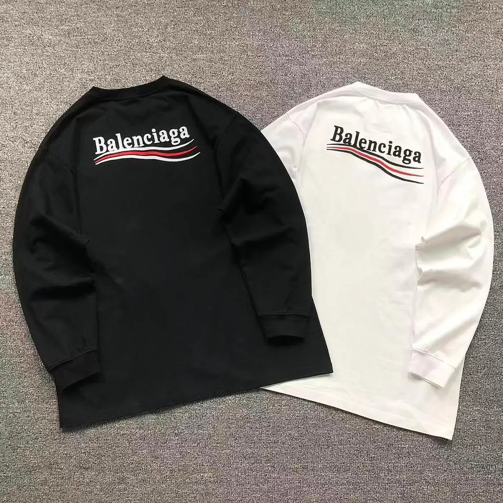 Balenciaga wavy stripe logo print long sleeve tee — W2CFinds curated find