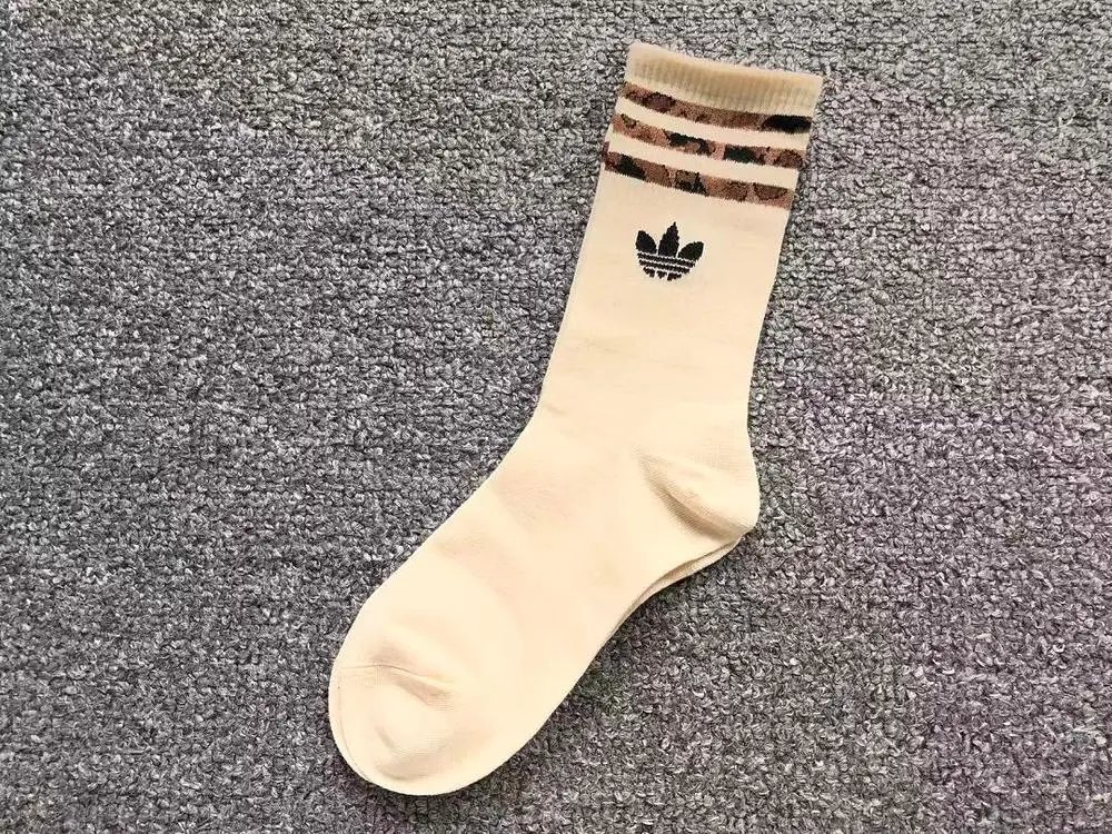Adidas Socks Trefoil crew with leopard-print striped cuffs image 5