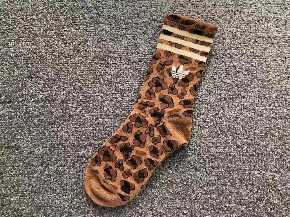 Adidas Socks Trefoil crew with leopard-print striped cuffs image 3