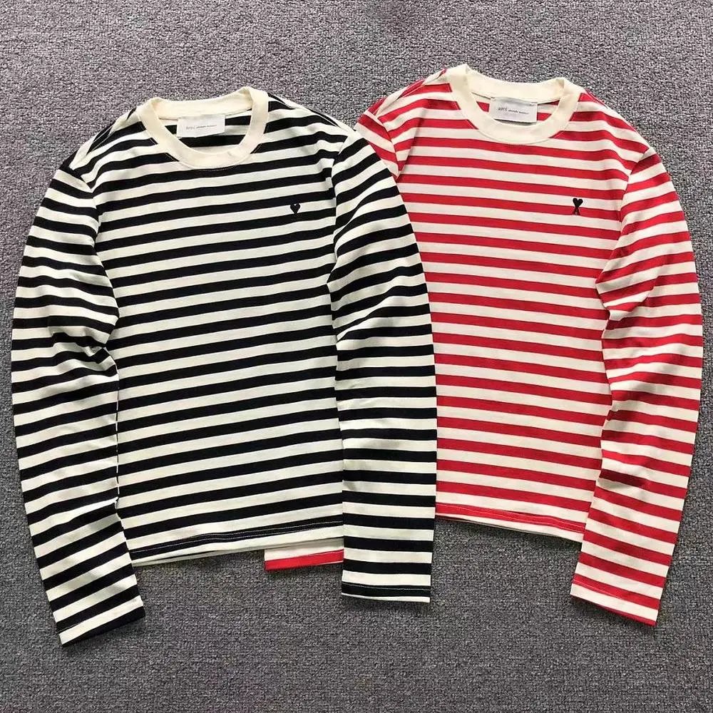 Ami striped heart logo long sleeve tee — W2CFinds curated find