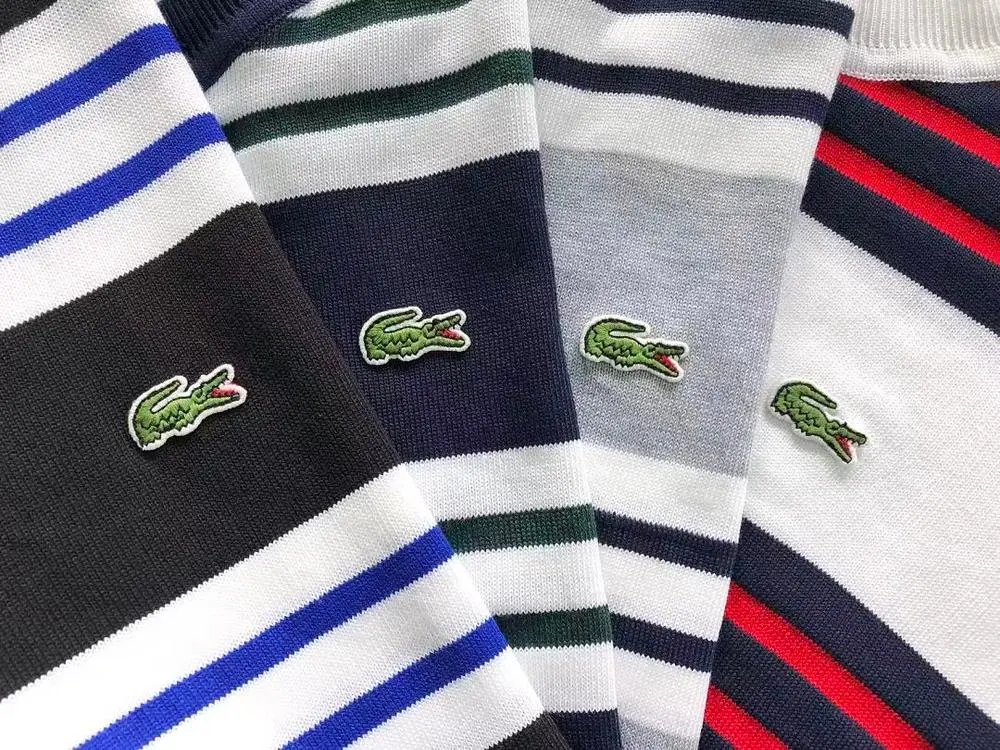 Lacoste Knitwear Short-Sleeve Striped Crewneck Knit Sweater image 6