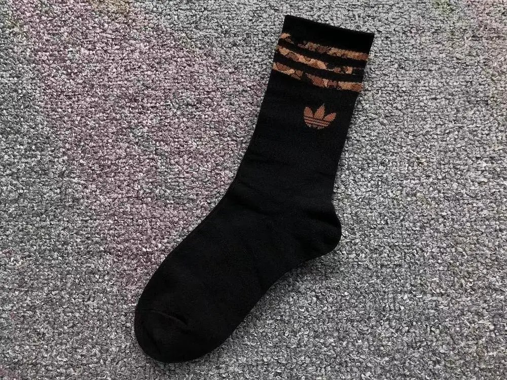 Adidas Socks Trefoil crew with leopard-print striped cuffs image 6