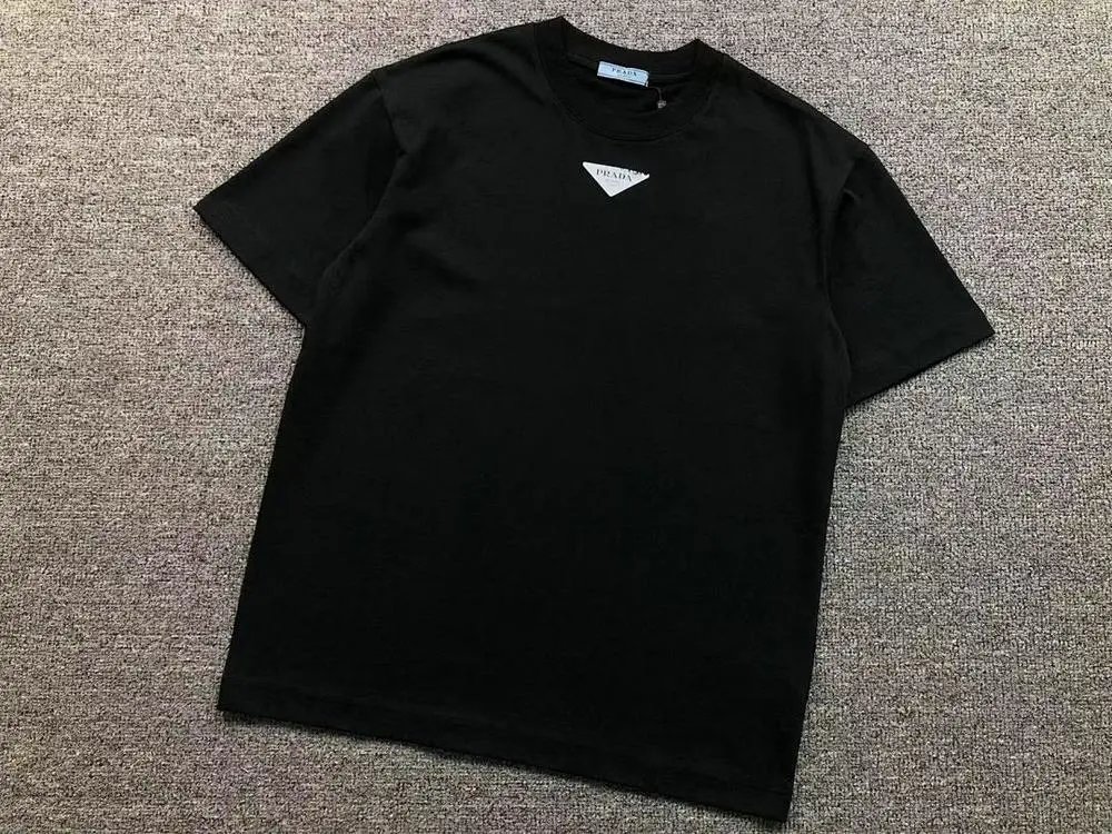 Prada T-Shirts Triangle Logo Crewneck T-Shirt — Style 4