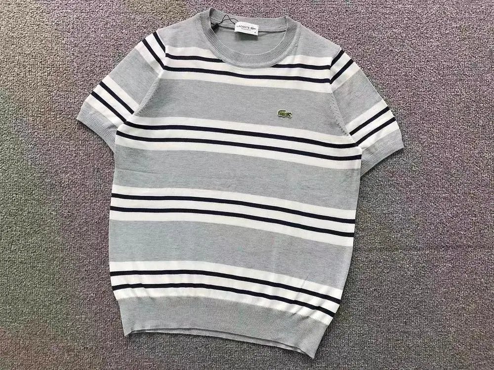 Lacoste Knitwear Short-Sleeve Striped Crewneck Knit Sweater image 4
