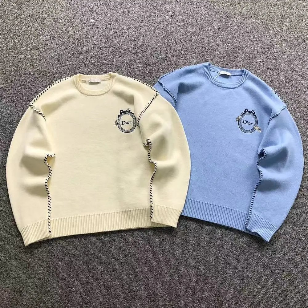 Dior circular logo contrast stitching crew neck sweater — W2CFinds curated find