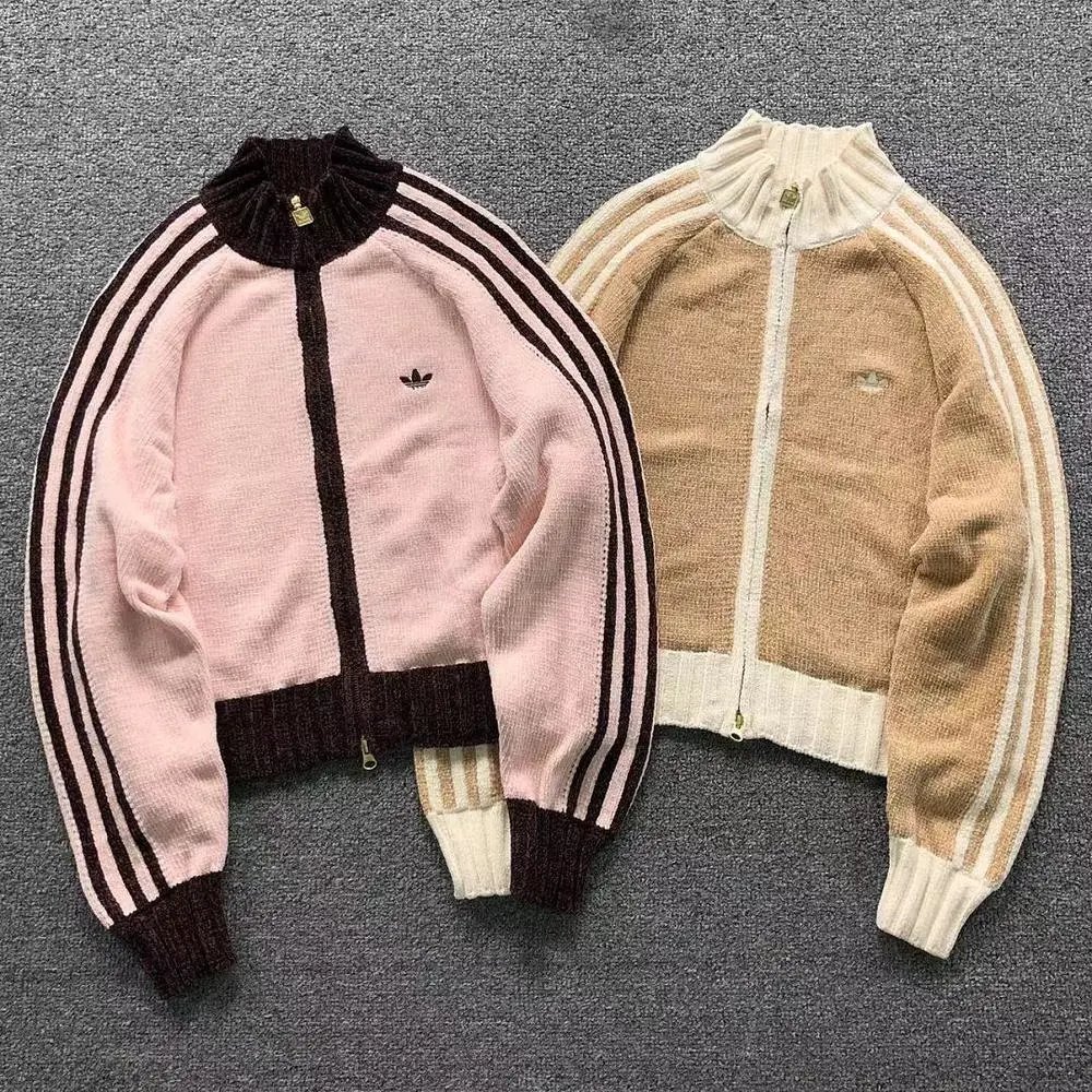 Adidas three stripes zip-up knit sweater — W2CFinds curated find