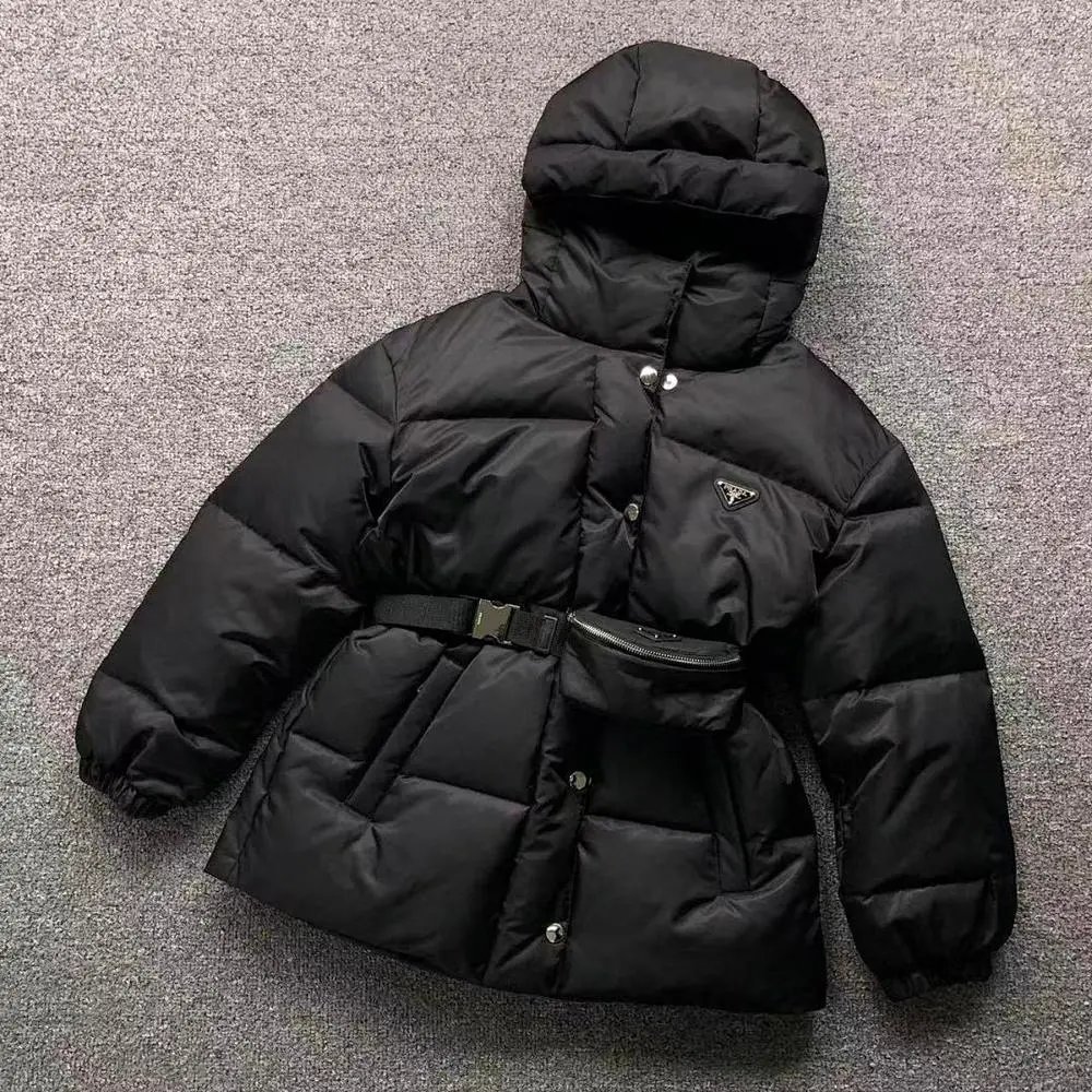 Prada belted hooded down jacket — W2CFinds curated find