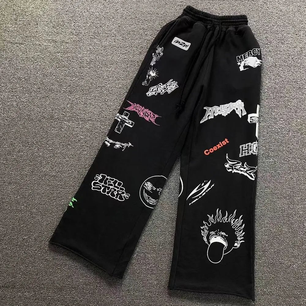 Hellstar multi graphic print wide leg sweatpants — W2CFinds curated find