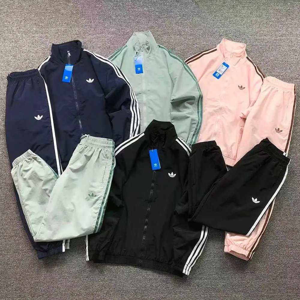 Adidas three stripes windbreaker jacket and track pants suit/set — W2CFinds curated find