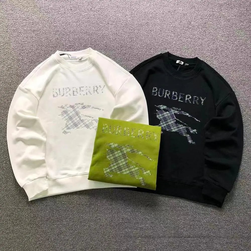 Burberry plaid‑knight‑logo crew‑neck sweatshirt — W2CFinds curated find