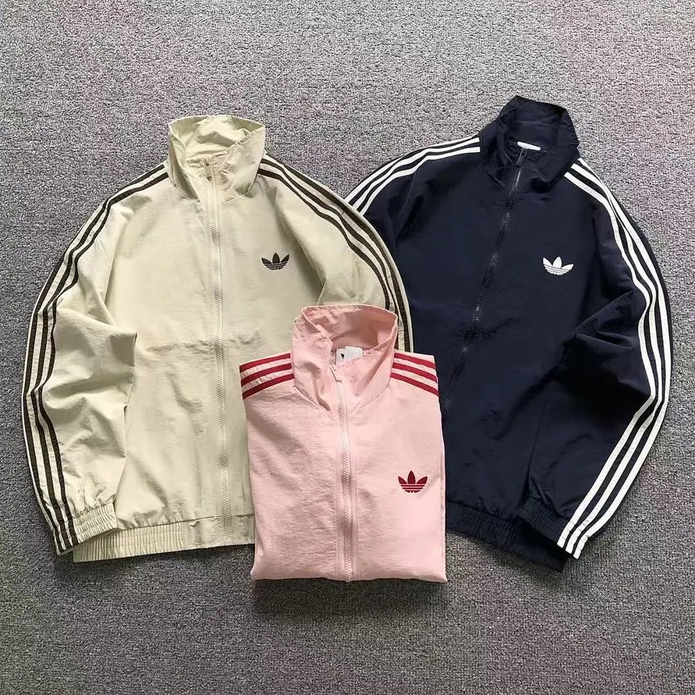 Adidas trefoil three stripes stand collar windbreaker jacket — W2CFinds curated find
