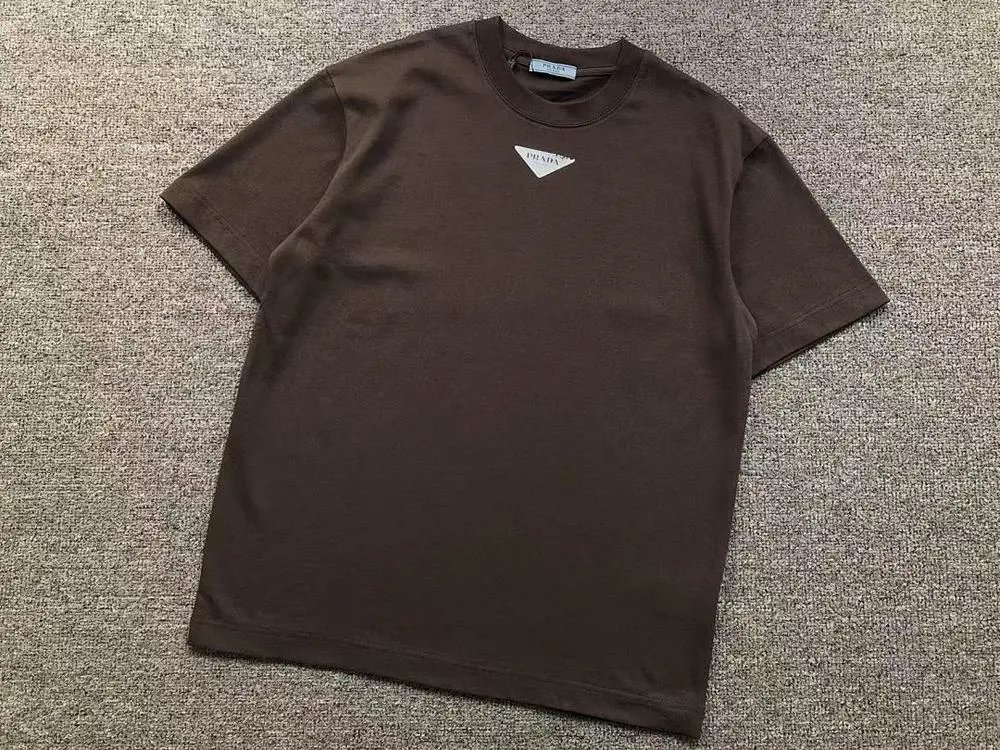 Prada T-Shirts Triangle Logo Crewneck T-Shirt — Style 2