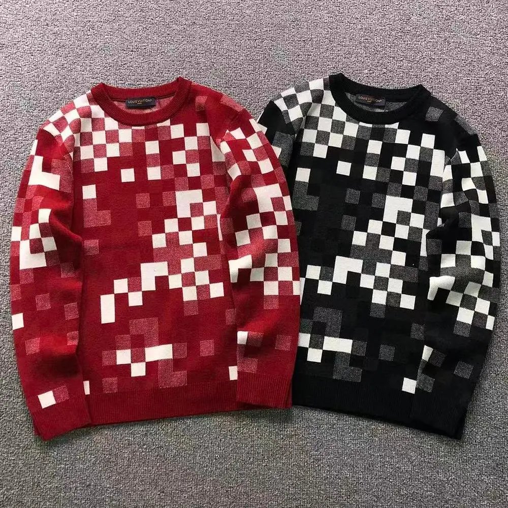 Louis Vuitton pixel check jacquard crew neck sweater — W2CFinds curated find