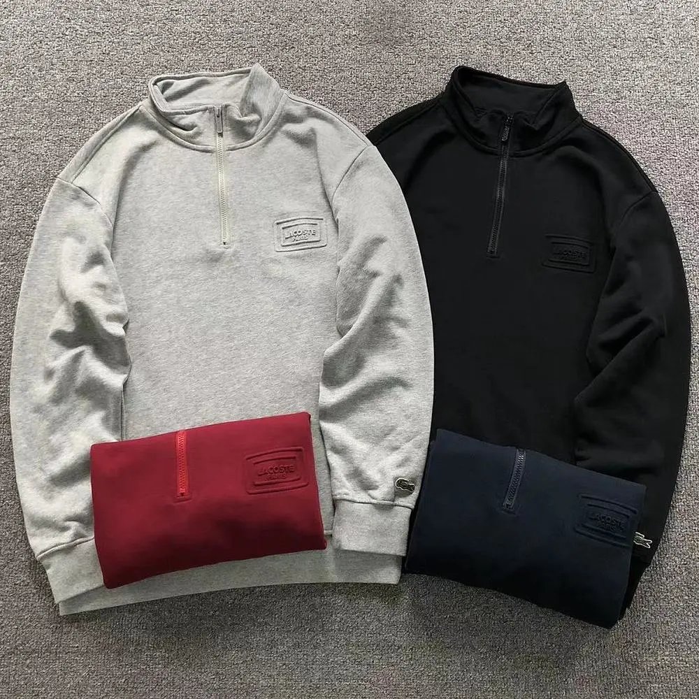 Lacoste embossed‑patch quarter‑zip sweatshirt — W2CFinds curated find