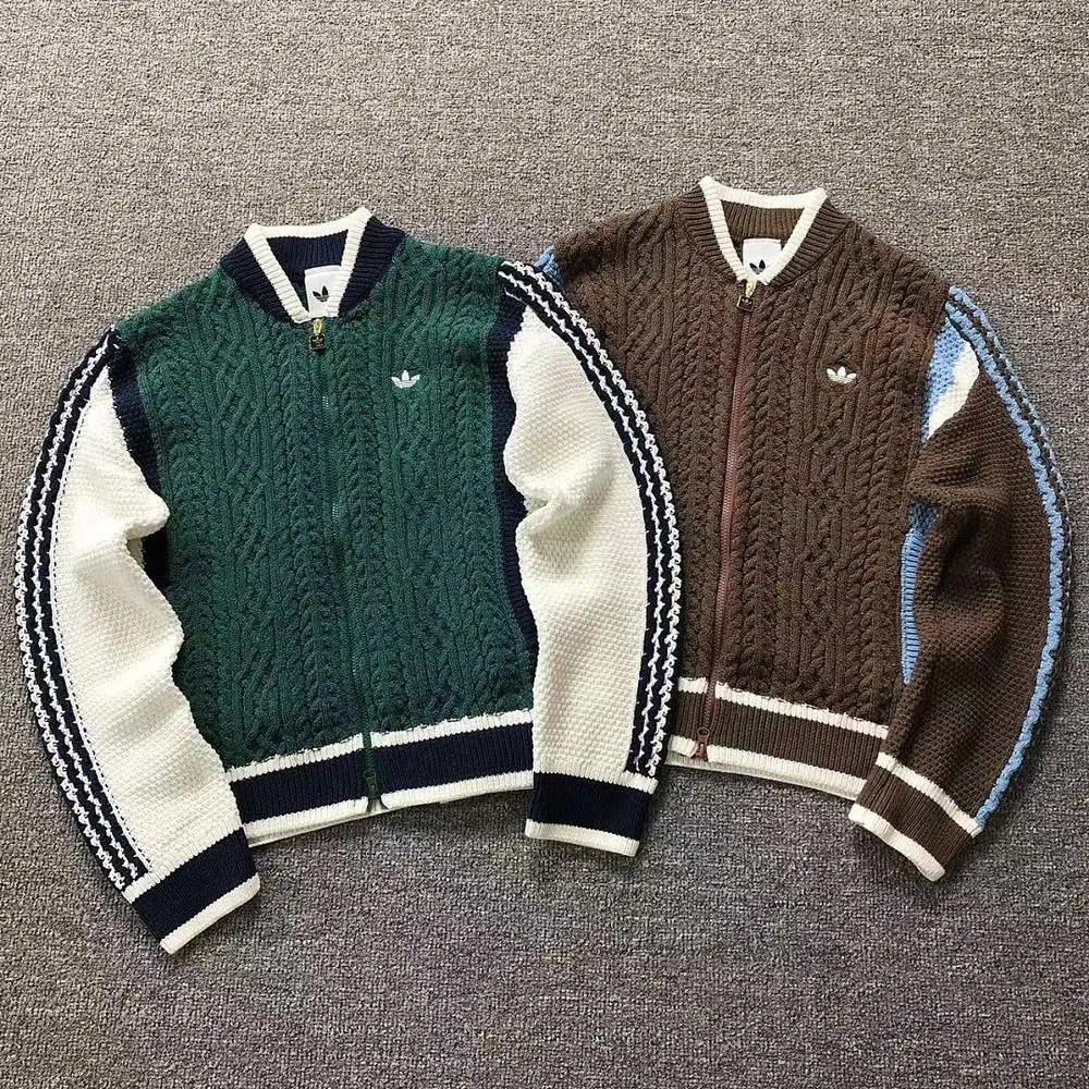 Adidas trefoil cable knit zip jacket sweater — W2CFinds curated find