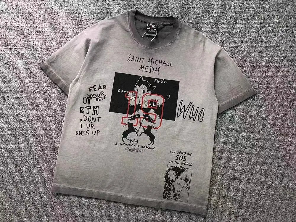 Saint Michael T-Shirts Jean-Michel Basquiat Graphic Short-Sleeve T-Shirt image 4