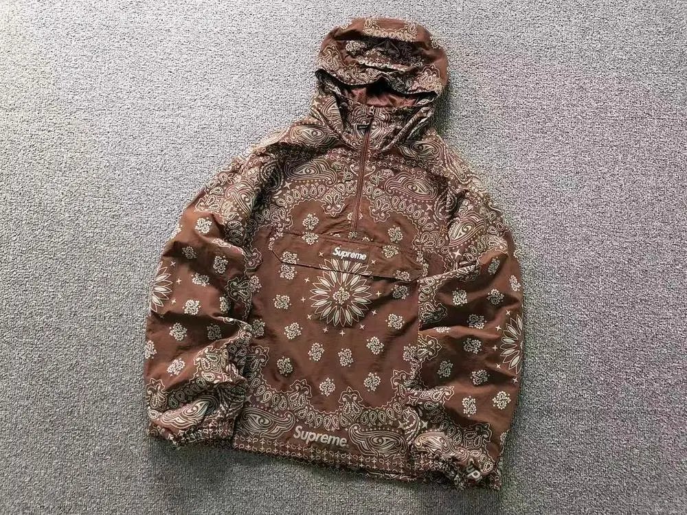 Supreme Jackets Hooded half-zip paisley print pullover jacket image 2