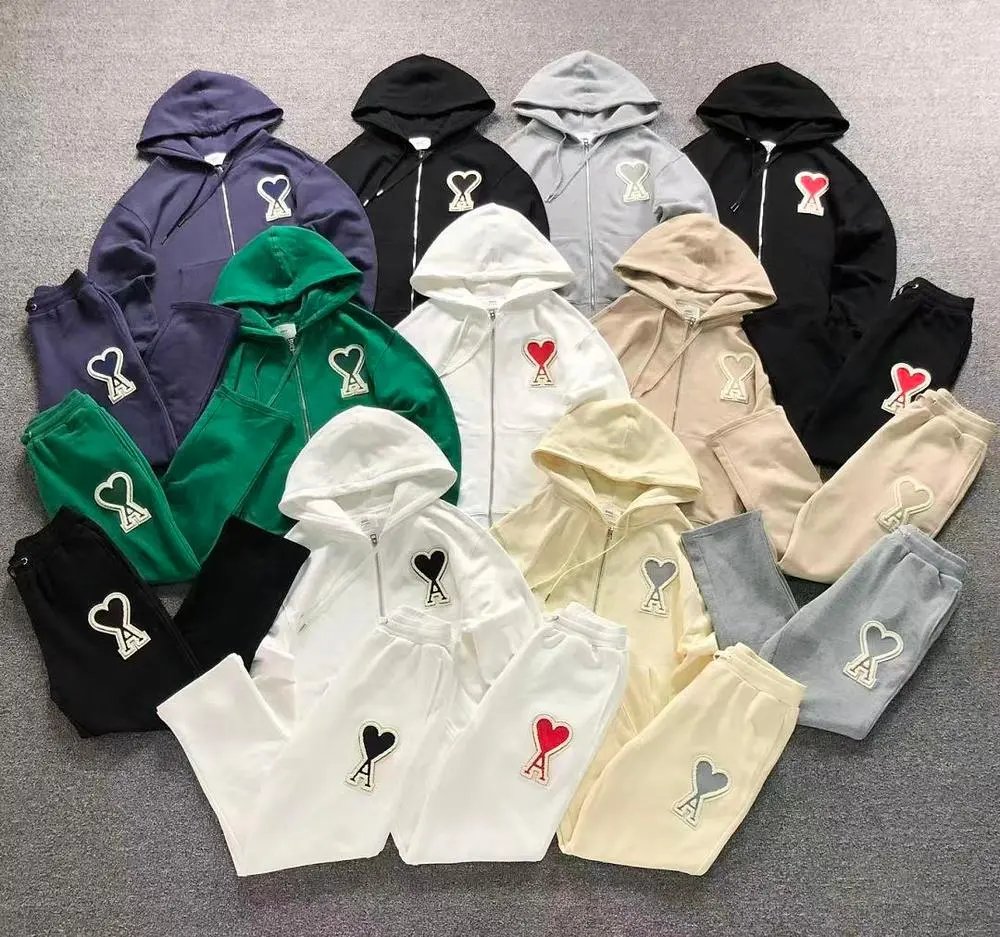 Ami heart logo zip hoodie and sweatpants suit/set — W2CFinds curated find