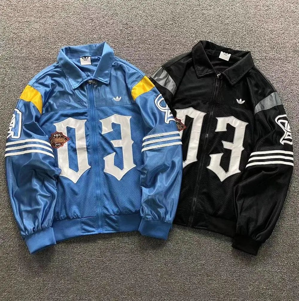 Adidas number embroidered mesh lapel jacket — W2CFinds curated find